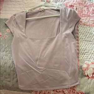 Garage Tan Fitted Blouse with Square Neckline